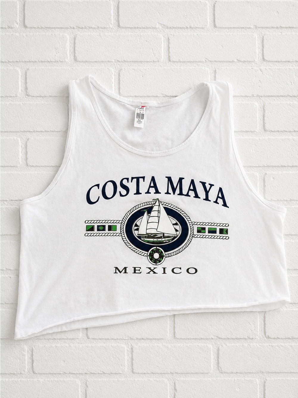 Costa Maya Mexico White cropped tank